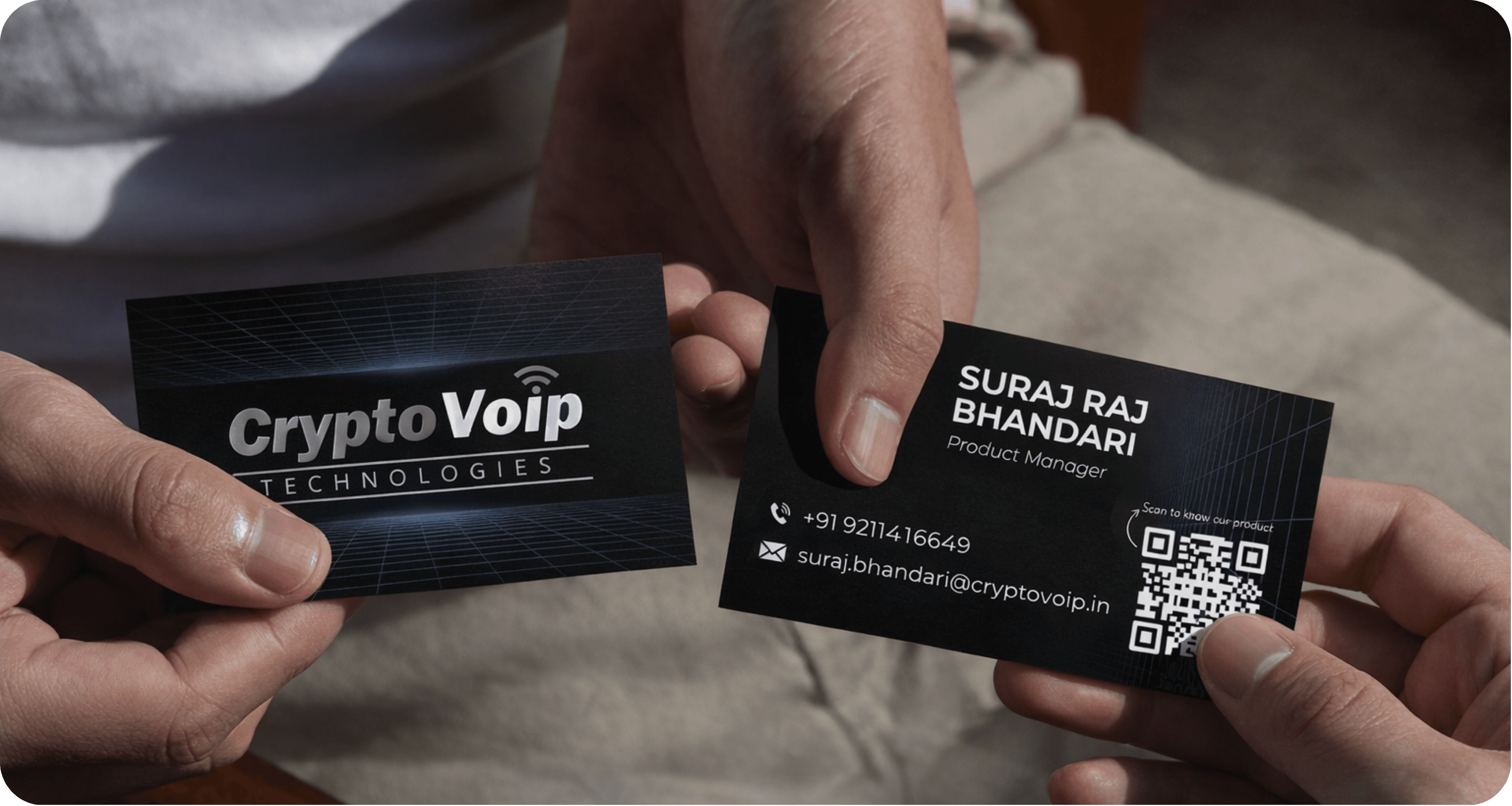 CryptoVoip Business Cards Mockup
